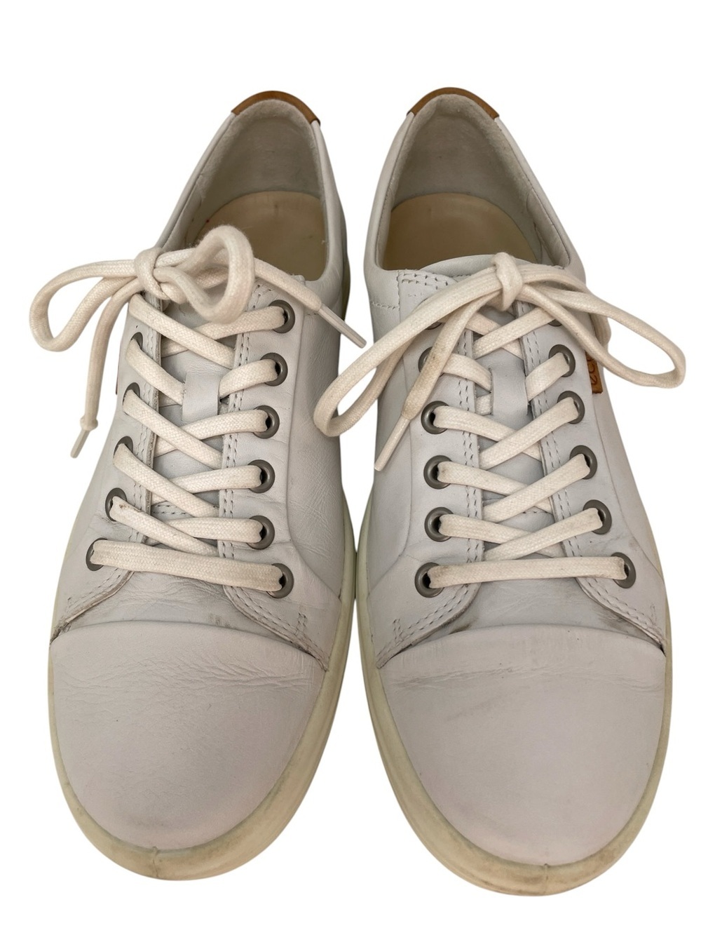 Ecco Low Top Shoes Light Grey Leather Women's Lace-Up Sneakers Size 9-9.5
